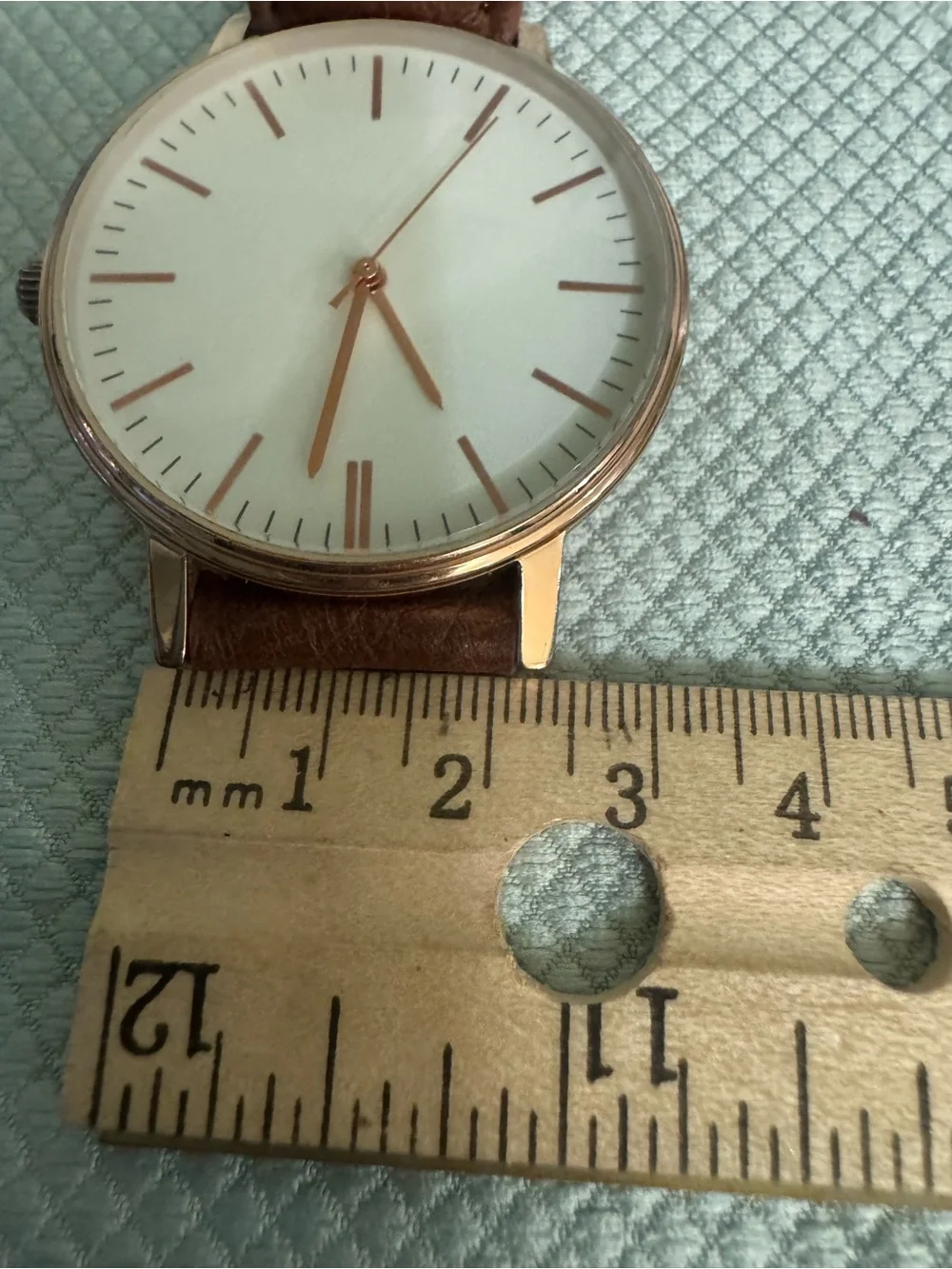 Women's Brown Leather Watch with Gold Case & Rose Gold Digits